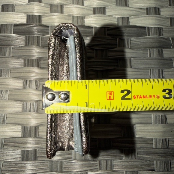 Coach Metallic Leather Bifold Wallet ID Window Bronze Gunmetal - Picture 16 of 16